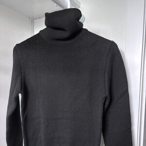 Women's vintage 1980's Bogner turtleneck ski sweater in black wool, size small